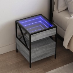 Sonata H Нощна масичка с Infinity LED, сив сонома, 40x40x51 см - Нощни шкафчета