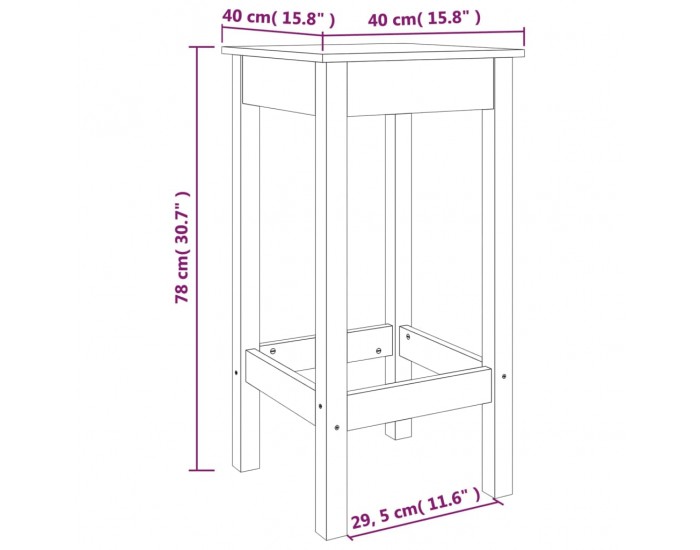 Sonata H Бар столове 2 бр 40x40x78 см борово дърво масив