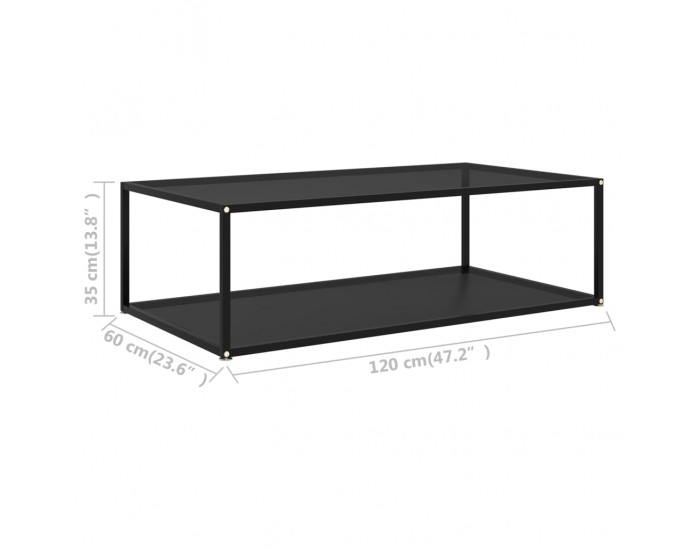 322903 Sonata H Coffee Table Black 120x60x35 cm Tempered Glass