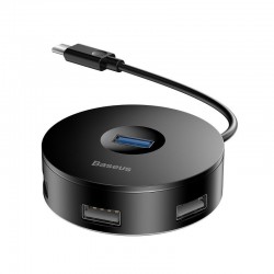 USB хъб Baseus 4 в 1 USB-C към 3х USB 2.0, 1х USB 3.0 порта CAHUB-G01 - черен - USB Хъбове, Четци и Флашки