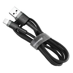 Кабел Baseus Cafule от USB A към Lightning CALKLF-AG1 0.5м, черен - Разклонители, Зарядни и Кабели