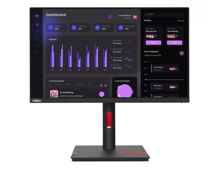 Монитор Lenovo ThinkVision T24i-30 23.8", IPS, AG, 4 ms, 250 cd/m2, 1000:1, 1920x1080, 60Hz, Tilt, Swivel, Pivot, Height Adjust Stand, HDMI, DP, VGA, 5 x USB