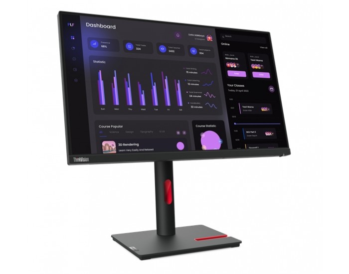 Монитор Lenovo ThinkVision T24i-30 23.8", IPS, AG, 4 ms, 250 cd/m2, 1000:1, 1920x1080, 60Hz, Tilt, Swivel, Pivot, Height Adjust Stand, HDMI, DP, VGA, 5 x USB