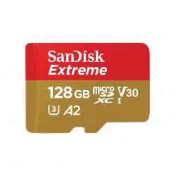 SanDisk Extreme microSDXC 128GB + SD Adapter + 1 year RescuePRO Deluxe up to 190MB/s & 90MB/s Read/Write speeds A2 C10 V30 UHS-I U3; EAN:619659188450 - USB Хъбове, Четци и Флашки