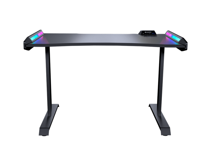 COUGAR Mars 120 Gaming Desk, USB 3.0 x 1/ USB 2.0 x 1/ 3.5mm Audio jack x 2/RGB button, 1250x810x740(mm), Ergonomic & Scratch Resistant Gaming Space, Carbon Fiber Texture, Multifunctional Design, Dual-sided ARGB, Welded Steel Frame, Maximum Stability