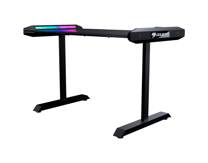 COUGAR Mars 120 Gaming Desk, USB 3.0 x 1/ USB 2.0 x 1/ 3.5mm Audio jack x 2/RGB button, 1250x810x740(mm), Ergonomic & Scratch Resistant Gaming Space, Carbon Fiber Texture, Multifunctional Design, Dual-sided ARGB, Welded Steel Frame, Maximum Stability