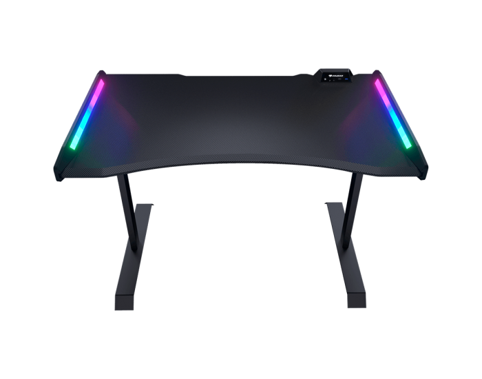 COUGAR Mars 120 Gaming Desk, USB 3.0 x 1/ USB 2.0 x 1/ 3.5mm Audio jack x 2/RGB button, 1250x810x740(mm), Ergonomic & Scratch Resistant Gaming Space, Carbon Fiber Texture, Multifunctional Design, Dual-sided ARGB, Welded Steel Frame, Maximum Stability