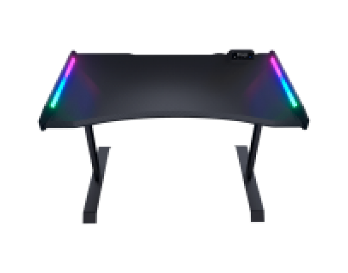 COUGAR Mars 120 Gaming Desk, USB 3.0 x 1/ USB 2.0 x 1/ 3.5mm Audio jack x 2/RGB button, 1250x810x740(mm), Ergonomic & Scratch Resistant Gaming Space, Carbon Fiber Texture, Multifunctional Design, Dual-sided ARGB, Welded Steel Frame, Maximum Stability