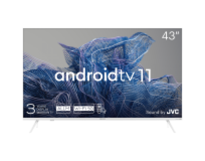 43', UHD, Android TV 11, White, 3840x2160, 60 Hz, Sound by JVC, 2x12W, 53 kWh/1000h , BT5.1, HDMI ports 4, 24 months