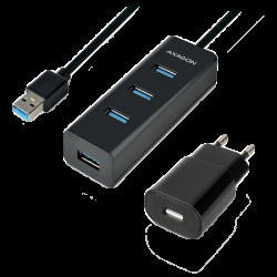 AXAGON HUE-S2BP 4x USB3.0 Charging Hub 1.2m Cable, MicroUSB Charging, Incl. AC Adapter - Офис