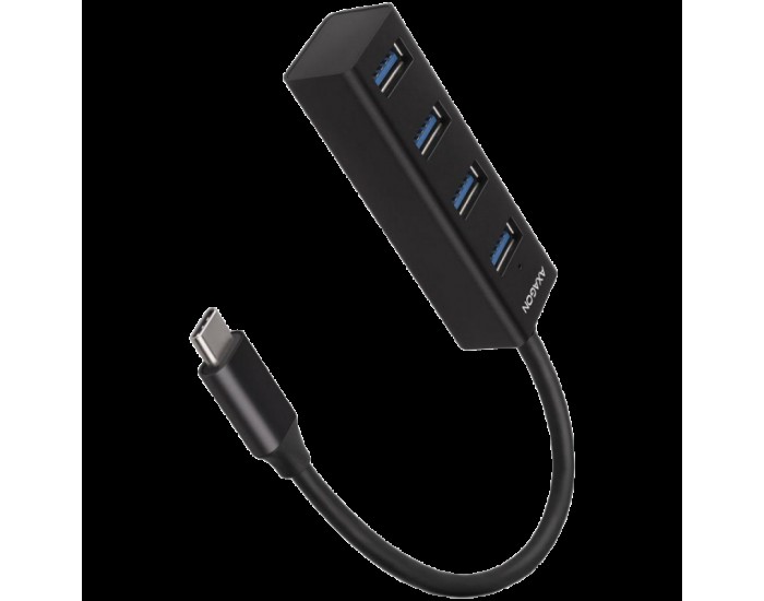 AXAGON HUE-M1C 4x USB3.2 Gen 1 MINI hub, metal, 20cm USB-C cable