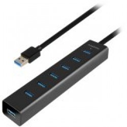 AXAGON HUE-SA7BP 7x USB3.0 ALU Charging Hub Incl. AC Adapter, Black - Axagon