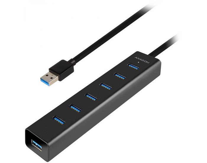 AXAGON HUE-SA7BP 7x USB3.0 ALU Charging Hub Incl. AC Adapter, Black