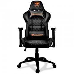 COUGAR Armor ONE BLACK Gaming Chair, Diamond Check Pattern Design, Breathable PVC Leather, Class 4 Gas Lift Cylinder, Full Steel Frame, 2D Adjustable Arm Rest, 180º Reclining, Adjustable Tilting Resistance - COUGAR GAMING