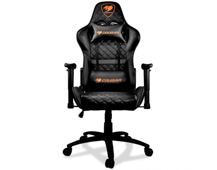 COUGAR Armor ONE BLACK Gaming Chair, Diamond Check Pattern Design, Breathable PVC Leather, Class 4 Gas Lift Cylinder, Full Steel Frame, 2D Adjustable Arm Rest, 180º Reclining, Adjustable Tilting Resistance