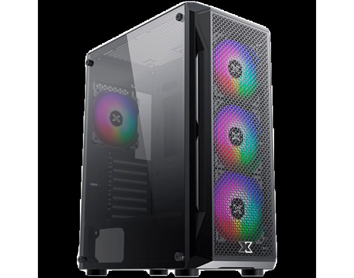 Gaming X  EN46621, ATX/M-ATX/Mini ITX, USB3.0x1+USB2.0x2, Metal FP & Left TG, 4PCS X24F Fixed RGB Fan