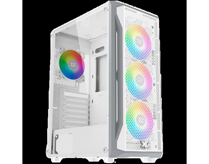 Gaming X Arctic EN46737, White Chassis, ATX/M-ATX/Mini ITX, U3x1+U2x2, Metal FP & Left TG, 4PCS X24A Arctic Fan & LED Switch ARGB Fan PCB