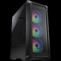 COUGAR Archon 2 Mesh RGB (Black), Mid Tower, 3x 120 ARGB Fans, RGB Button, 3mm Tempered Glass, Mini ITX / Micro ATX / ATX, USB 3.0 x 2, USB 2.0 x 1, Mic x 1 / Audio x 1 - COUGAR GAMING