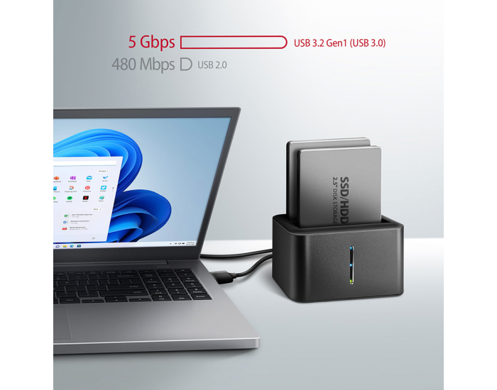 AXAGON ADSA-D25 USB 3.2 Gen 1 - 2x SATA 6G 2.5" SSD/HDD CLONE DUAL MINI dock