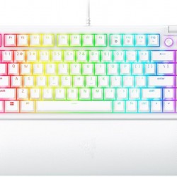 Razer BlackWidow V4 75% White, Gaming Keyboard, US Layout, Hot-swappable Design, Compact 75% Layout with Aluminum Case,  Mechanical Switches (Tactile), Razer Chroma RGB, Dedicated media roller with 2 dedicated media buttons, Detachable Type C Cable - Клавиатури, Мишки и Падове