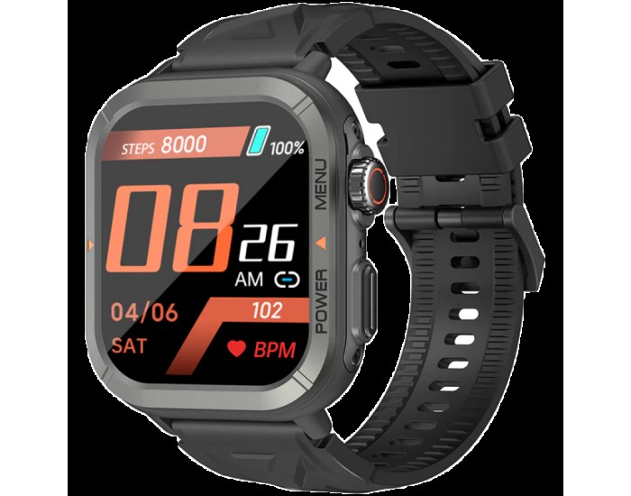 Blackview W30, 1.91 inch Display, 320*380 pixel, 300mAh battery, 100+ Workout Modes, 10-meter Water-resistance, Heart Rate & Blood Oxygen Monitor, Up To 5-7 Days of Battery Life, 128MB Flash, Black