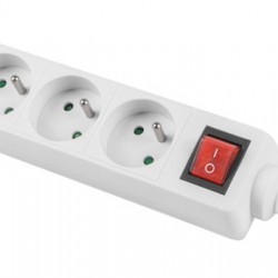 Разклонител Lanberg power strip 1.5m, 3 sockets, french with circuit breaker quality-grade copper cable, white - Офис