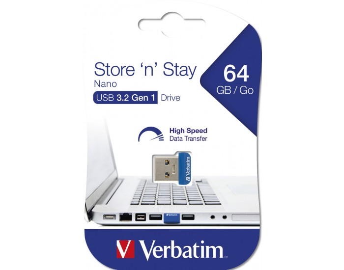 Памет Verbatim USB 3.0 Nano Store 'N' Stay 64GB