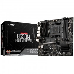 MSI B550M PRO-VDH WIFI,m-ATX,Socket AM4,AMD B550 Chipset,4 DIMMs,Dual Channel DDR4 up to 4400+(OC)MHz,1x PCIe 4.0/3.0 x16 slot,2x M.2 slots,4x USB 3.2 Gen 1,2x USB 2.0,1x HDMI,1x DP,1x VGA,WiFi,1G LAN,7.1 Audio,3y warranty - Компютърни Компоненти