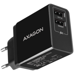 Axagon Dual wall charger <240V / 2x port 5V-2.2A + 5V-1A. 16W total power. - Офис