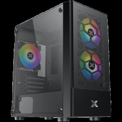 Oreo Black EN47758, M-ATX, USB3.0x1+USB2.0x2, Meshed Grill FP, Left TG, 3PCS X24F Fixed RGB Fan - Xigmatek