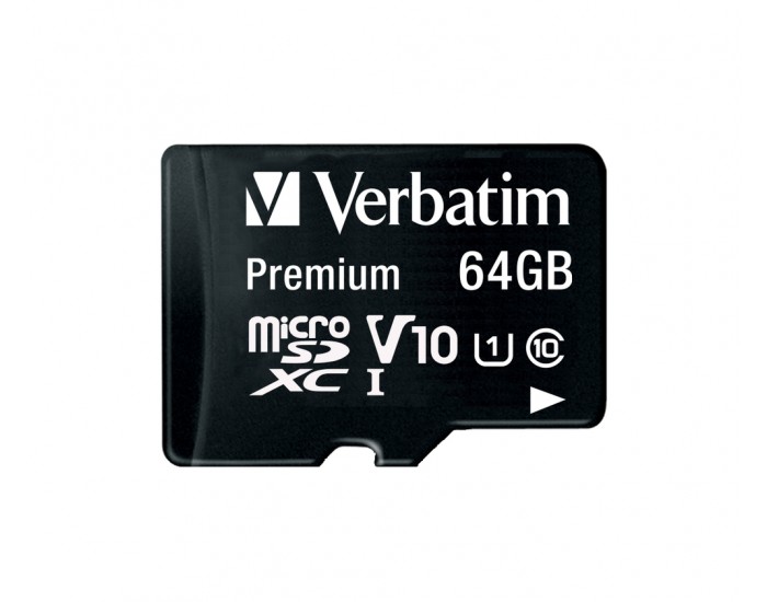 Памет Verbatim micro SDXC 64GB Class 10 (Incl. Adaptor)