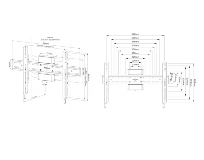 Стойка Neomounts Select Screen Pillar Mount (fixed, VESA 600x400)