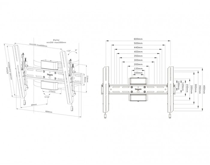 Стойка Neomounts Select Screen Pillar Mount (tilt, VESA 600x400)