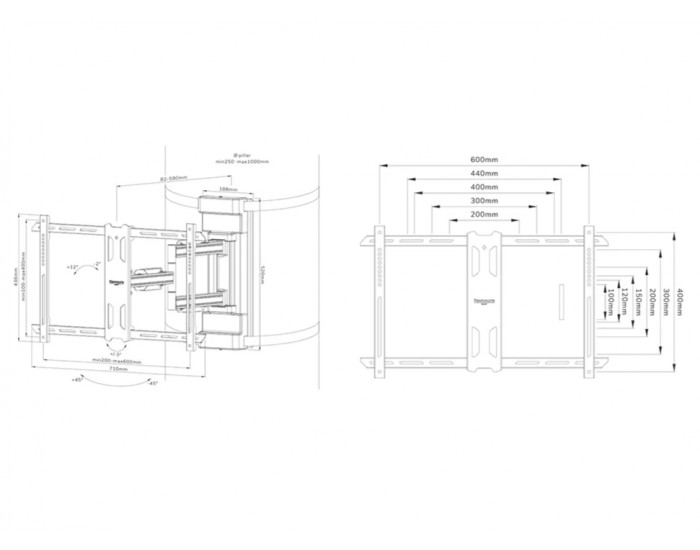 Стойка Neomounts Select Screen Pillar Mount (full motion, VESA 600x400)