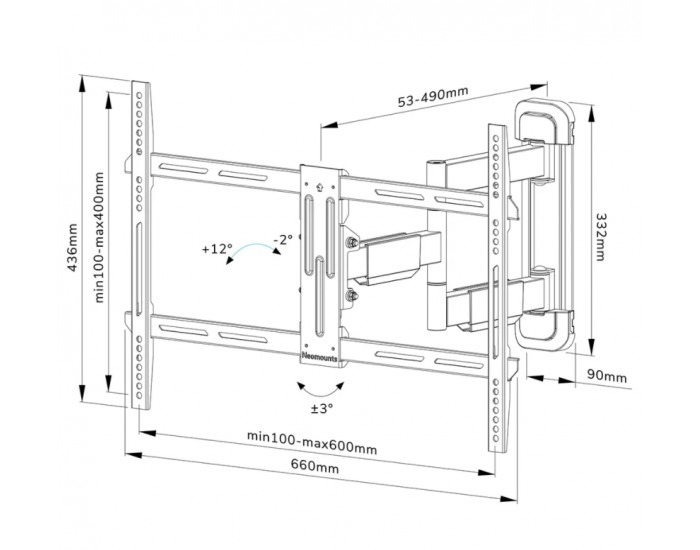 Стойка Neomounts by Newstar Screen Wall Mount (full motion, 3 pivots, VESA 600x400)