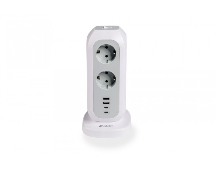 Разклонител Verbatim EUPT-01 EU Power Tower 11 AC with 2 x USB-C / 2 x USB-A