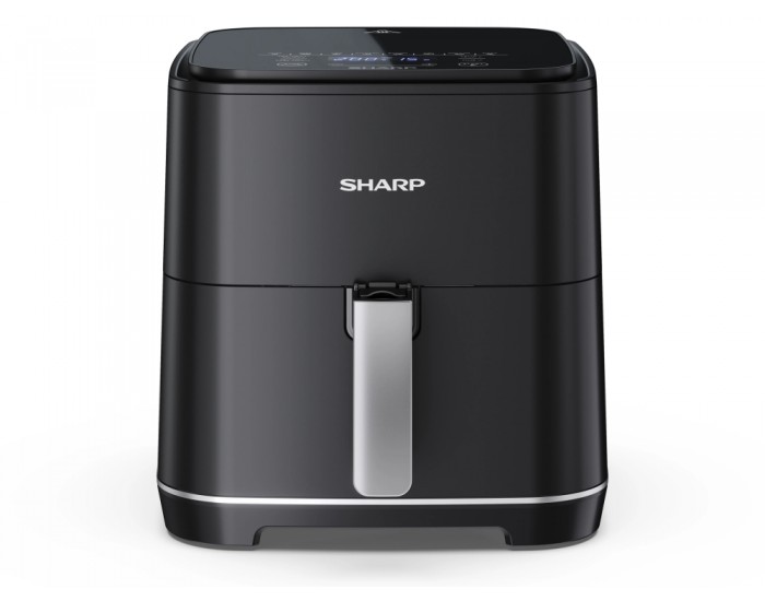 Уред за здравословно готвене Sharp AF-GS552AE-B Air Fryer, 5.5L Frying Basket, 1650 W, Digital Programme Control, 8 Pre-set Programmes, Pre-heat, Reheat, Keep warm, Cook from frozen, Black