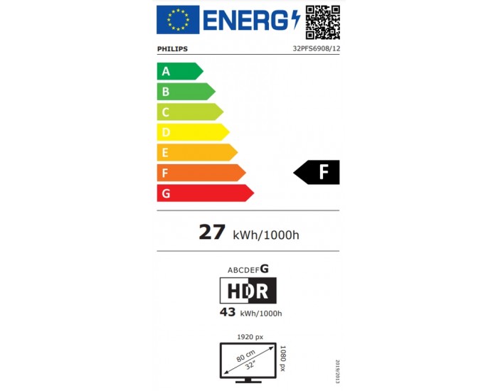 Телевизор Philips 32PFS6908/12, 32" FHD LED 1920x1080, DVB-T2/C/S2, Ambilight 3, HDR 10+, HLG, Dolby Vision, Dolby Atmos, Smart, New OS, Pixel Precise UHD Quad Core, 8GB, HDMI*3, USB*2, Cl+, 802.11n, Lan, 12W RMS, Black