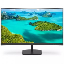 Монитор Philips 241E1SC, 23.6" Curved 1500R VA WLED, 1920x1080@75Hz, 4ms GTG, 250cd/m2, 3000:1, Mega Infinity DCR, FreeSync, FlickerFree, Low Blue Mode, Tilt, D-SUB, HDMI - Монитори