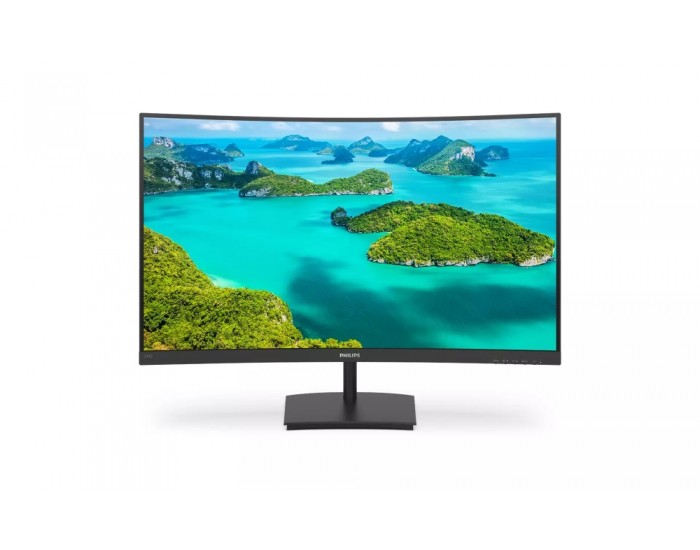 Монитор Philips 241E1SC, 23.6" Curved 1500R VA WLED, 1920x1080@75Hz, 4ms GTG, 250cd/m2, 3000:1, Mega Infinity DCR, FreeSync, FlickerFree, Low Blue Mode, Tilt, D-SUB, HDMI