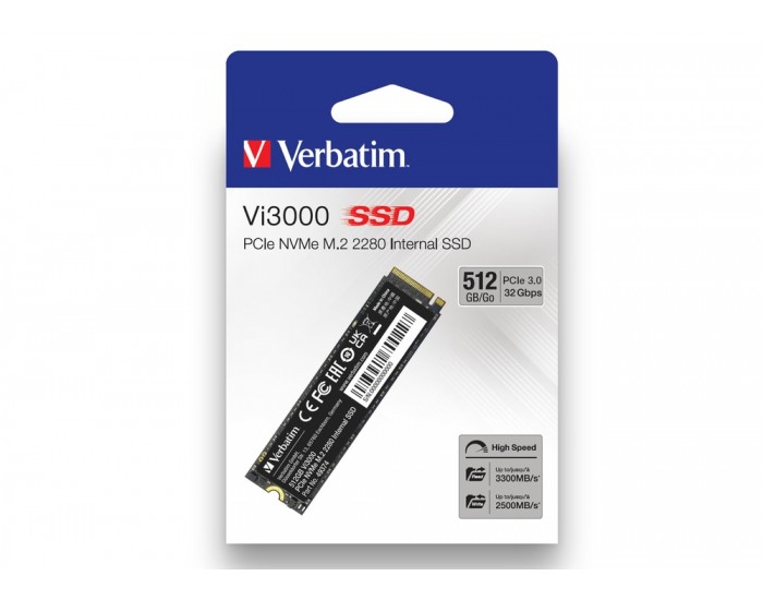 Твърд диск Verbatim Vi3000 Internal PCIe NVMe M.2 SSD 512GB