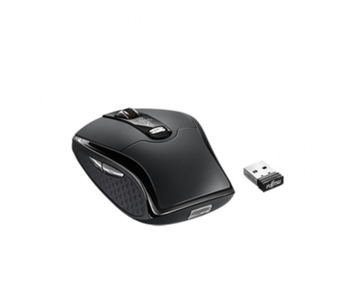 Мишка Fujitsu Wireless Mouse WI660, 2.4 GHz, 16 channels, Silent keys (90% noise reduction), Nano USB receiver, Blue LED sensor, 8 buttons 5 programmable, Mouse resolution 1000/1600/2000 dpi, USB, Black