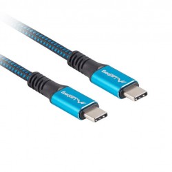 Кабел Lanberg USB-C M/M 4.0 cable 1.2m 100W 8K 30HZ Black-Blue - Lanberg