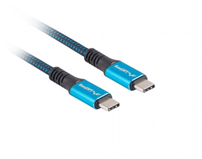 Кабел Lanberg USB-C M/M 4.0 cable 1.2m 100W 8K 30HZ Black-Blue