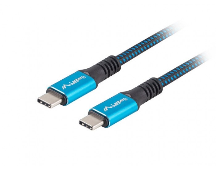 Кабел Lanberg USB-C M/M 4.0 cable 1.2m 100W 8K 30HZ Black-Blue