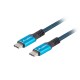 Кабел Lanberg USB-C M/M 4.0 cable 1.2m 100W 8K 30HZ Black-Blue