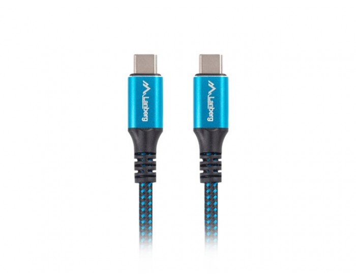 Кабел Lanberg USB-C M/M 4.0 cable 1.2m 100W 8K 30HZ Black-Blue