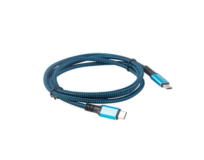 Кабел Lanberg USB-C M/M 4.0 cable 1.2m 100W 8K 30HZ Black-Blue