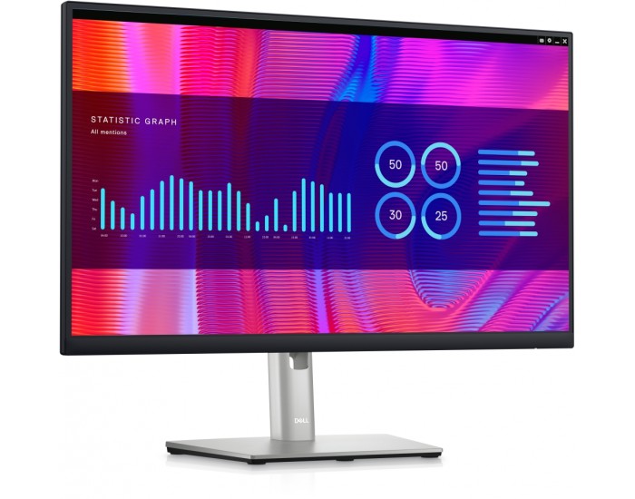 Монитор Dell P2423DE, 23.8" Wide LED AG IPS Panel, 5ms, 1000:1, 300 cd/m2, 2560x1440, 99% Srgb, HDMI, DP, USB-C hub, USB 3.2 Gen 1, RJ-45, ComfortView, Height, Pivot, Swivel, Tilt, Black