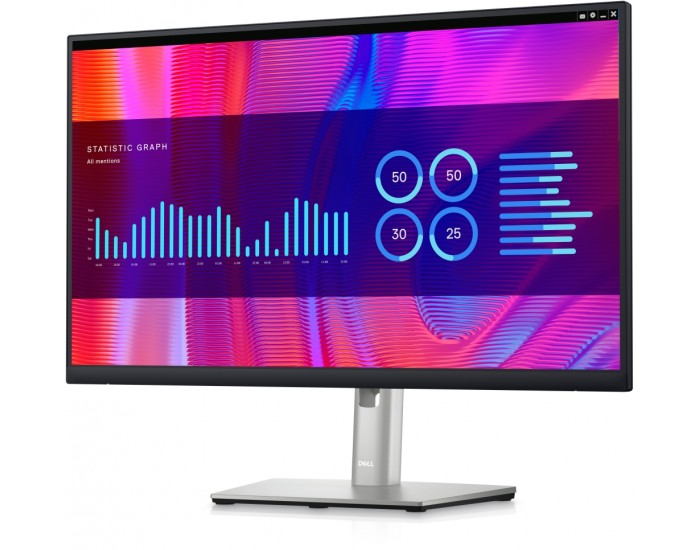 Монитор Dell P2423DE, 23.8" Wide LED AG IPS Panel, 5ms, 1000:1, 300 cd/m2, 2560x1440, 99% Srgb, HDMI, DP, USB-C hub, USB 3.2 Gen 1, RJ-45, ComfortView, Height, Pivot, Swivel, Tilt, Black